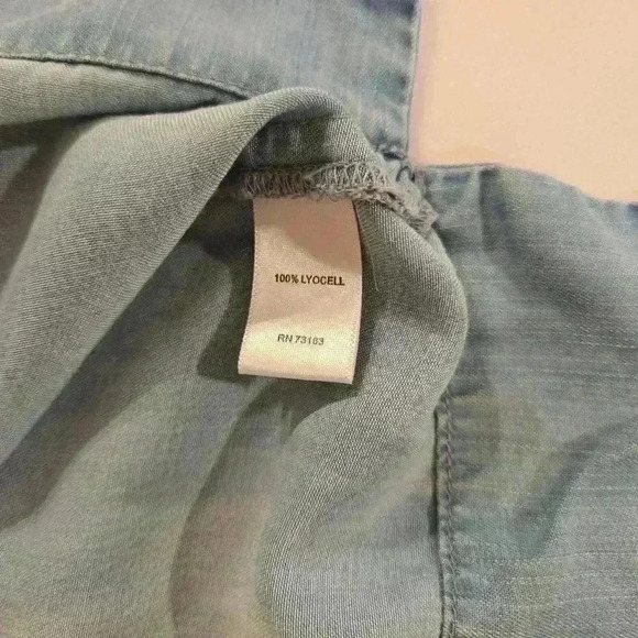 Neiman Marcus Sleeveless Collared 1/2 Button Down Jean Dress Blue Size Small - Picture 8 of 9